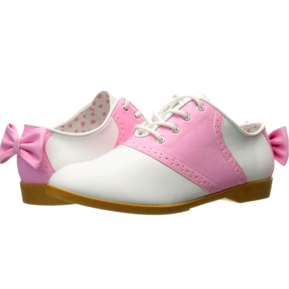 Chic Pink and White Women's Loafers with Bow - Picture 1 of 8